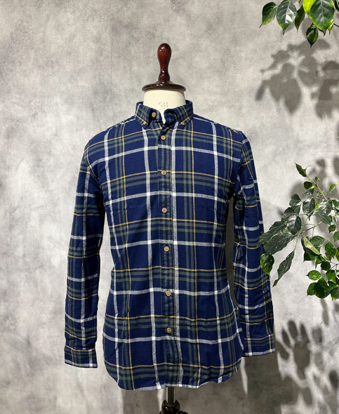 Navy Blue Checked Shirt