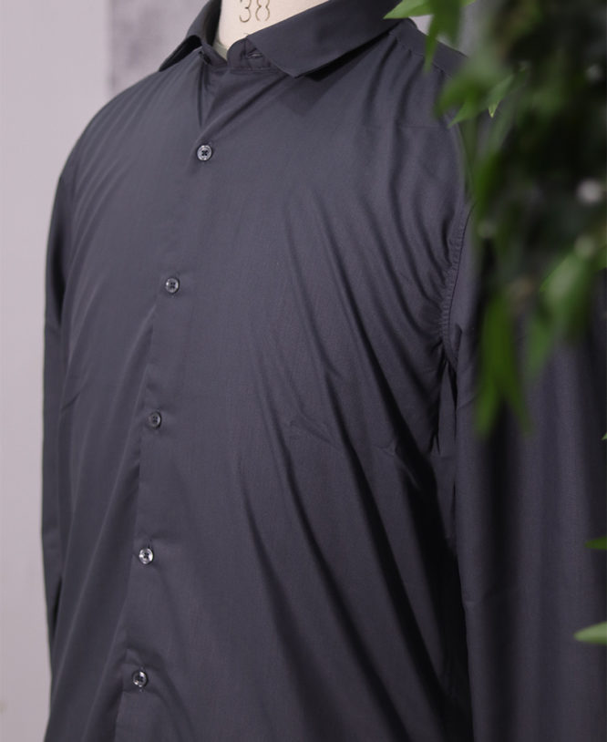Dark Grey Plain Shirt - Image 2