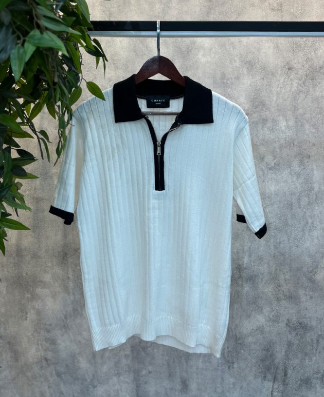 White Zipper Tee