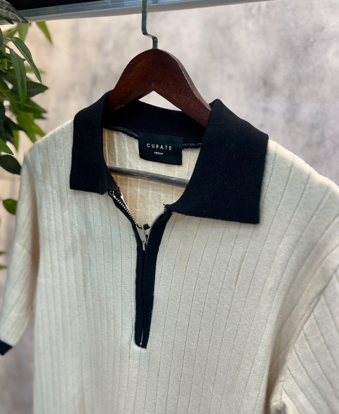 Cream Zipper Tee - Image 2