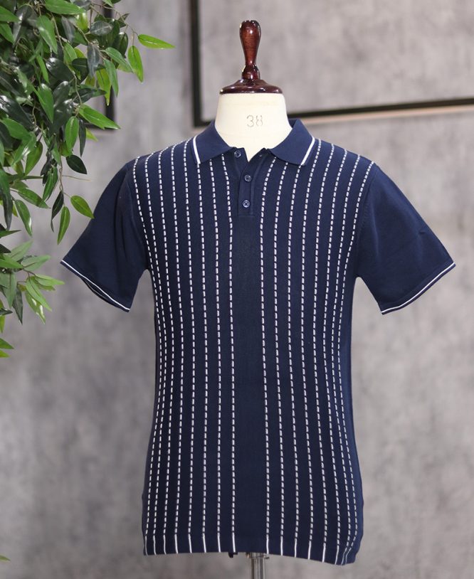 Navy Blue Collar Tee Half