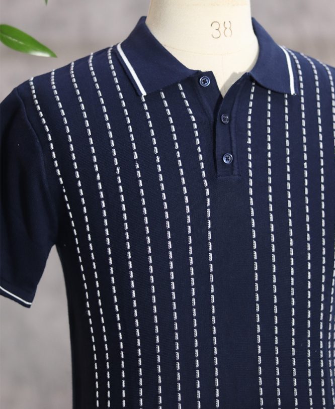 Navy Blue Collar Tee Half - Image 2