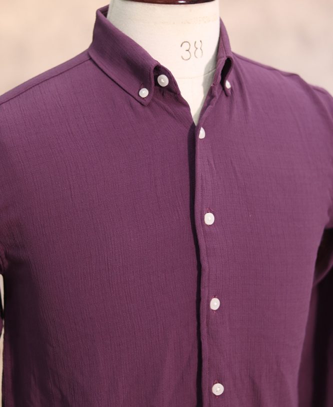 Dark Lavender Linen Shirt - Image 2