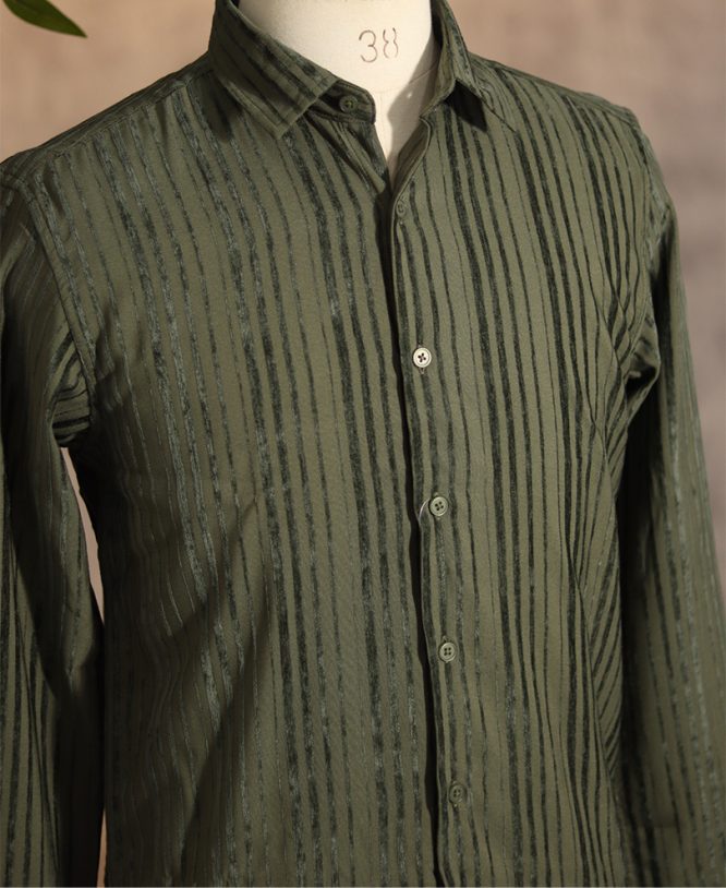 Green Suede Designer Shirt - Image 2