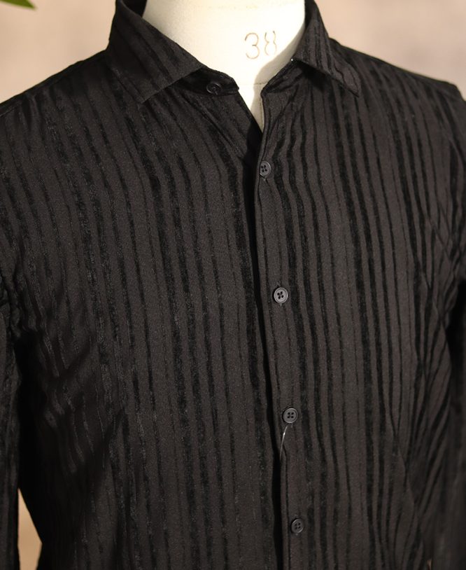 Black Suede Designer Shirt - Image 2