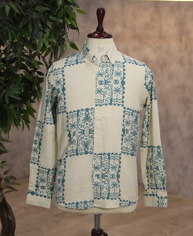 Blue Linen Printed Shirt