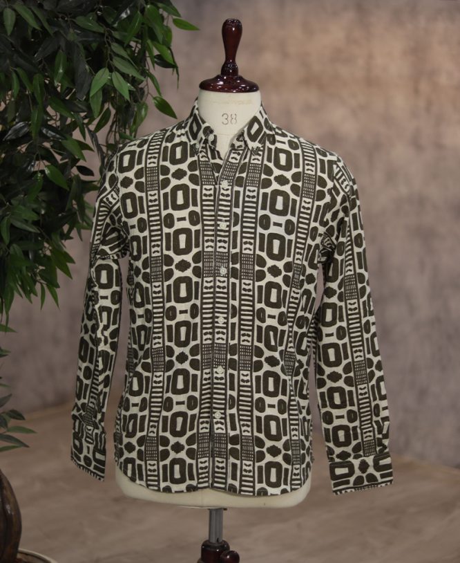 Black Linen Printed Shirt