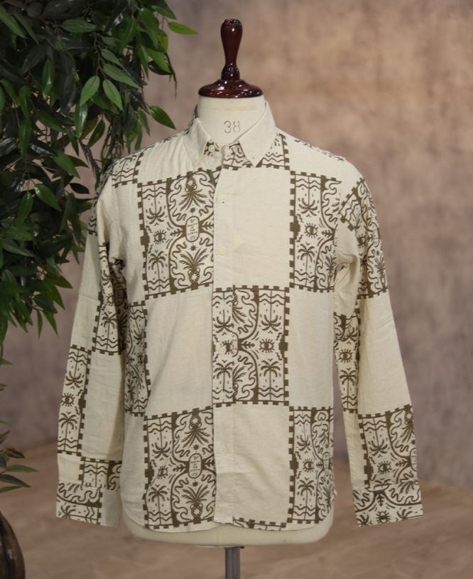 Cream Linen Printed Shirt