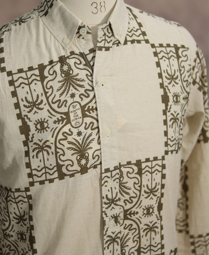 Cream Linen Printed Shirt - Image 2
