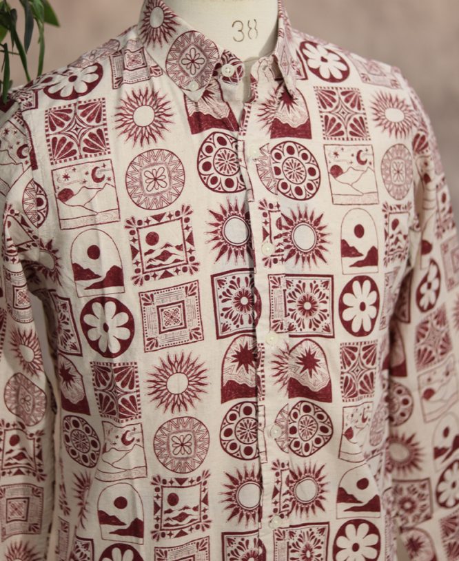Pink Linen Printed Shirt - Image 2
