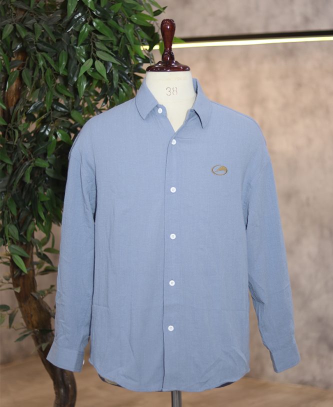 Blue Linen Drop Shoulder Shirt