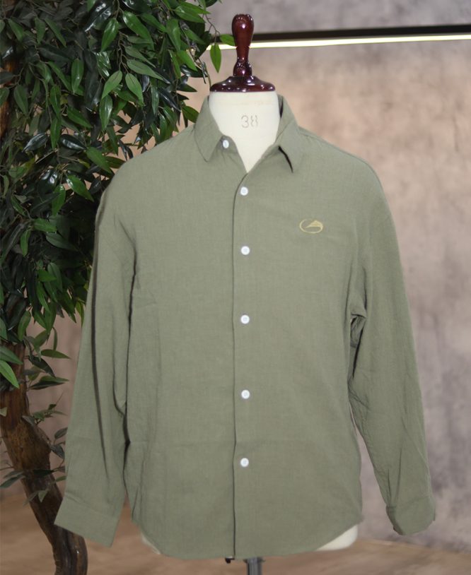 Green Linen Drop Shoulder Shirt
