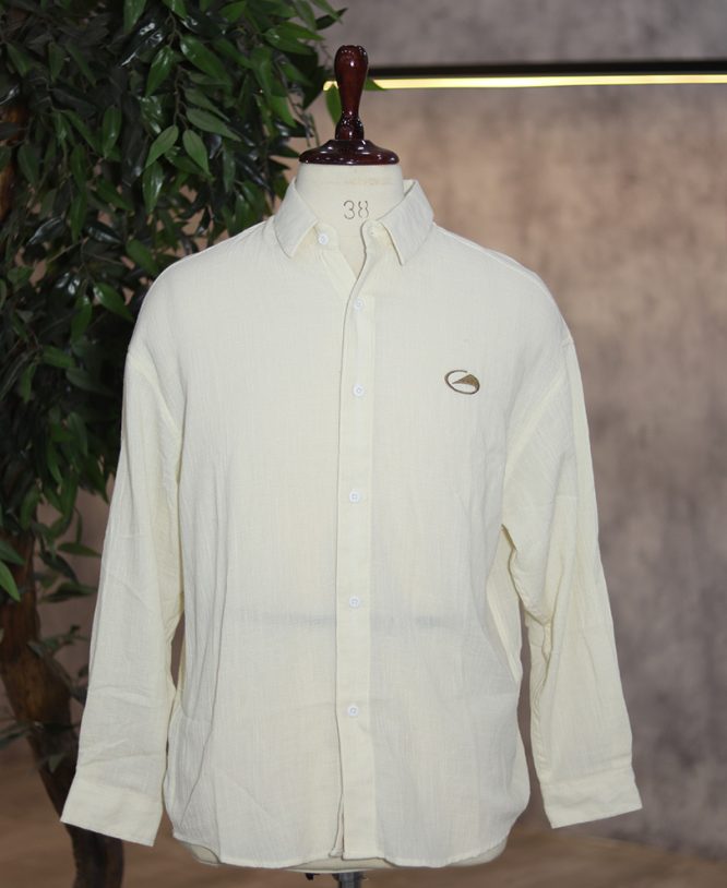 Off White Linen Drop Shoulder Shirt