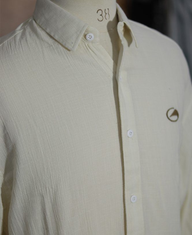 Off White Linen Drop Shoulder Shirt - Image 2