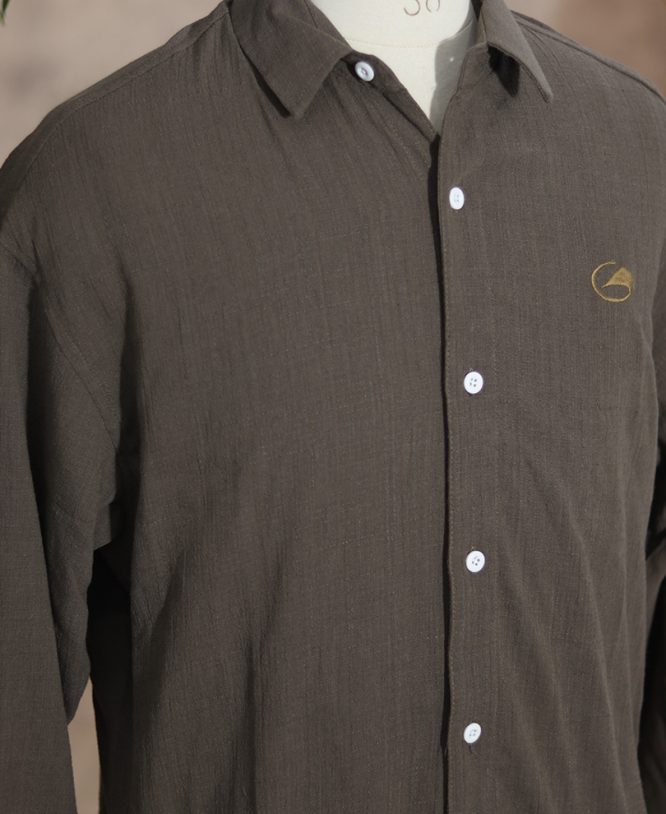 Grey Linen Drop Shoulder Shirt - Image 2