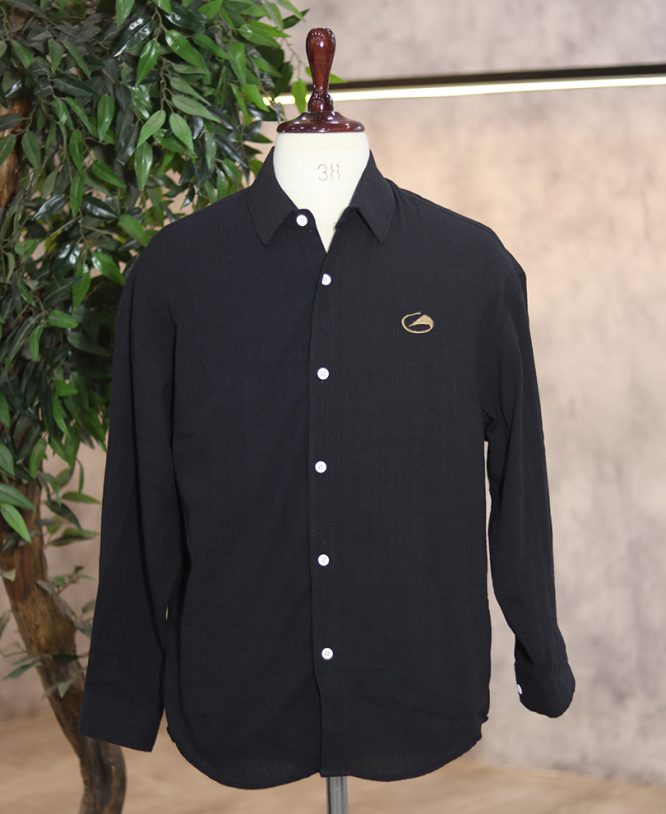 Black Linen Drop Shoulder Shirt