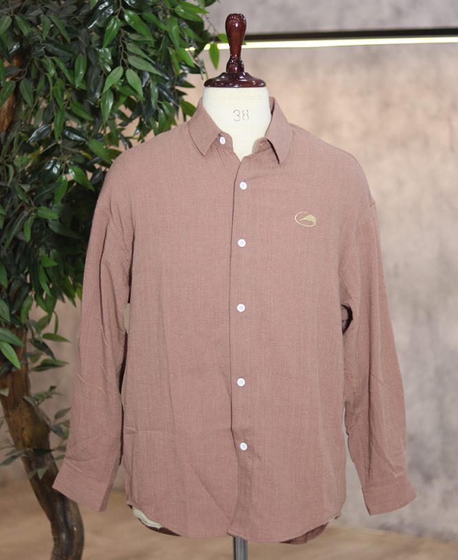 Peach Linen Drop Shoulder Shirt