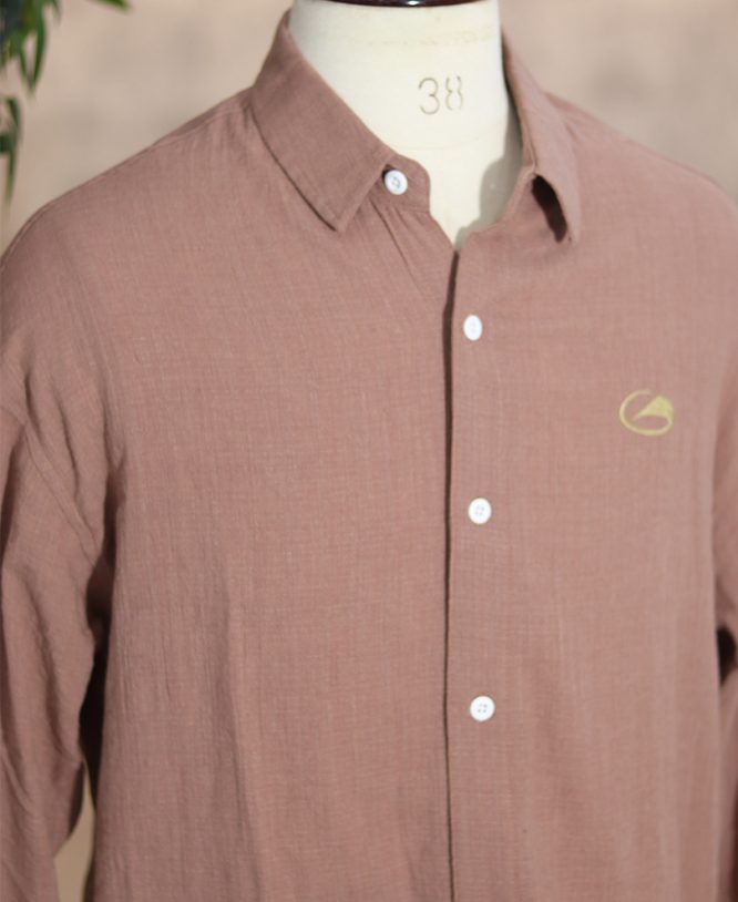 Peach Linen Drop Shoulder Shirt - Image 2