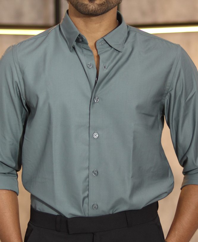 Green Plain Shirt - Image 2