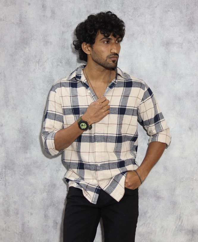 Cream Checked Shirt 2