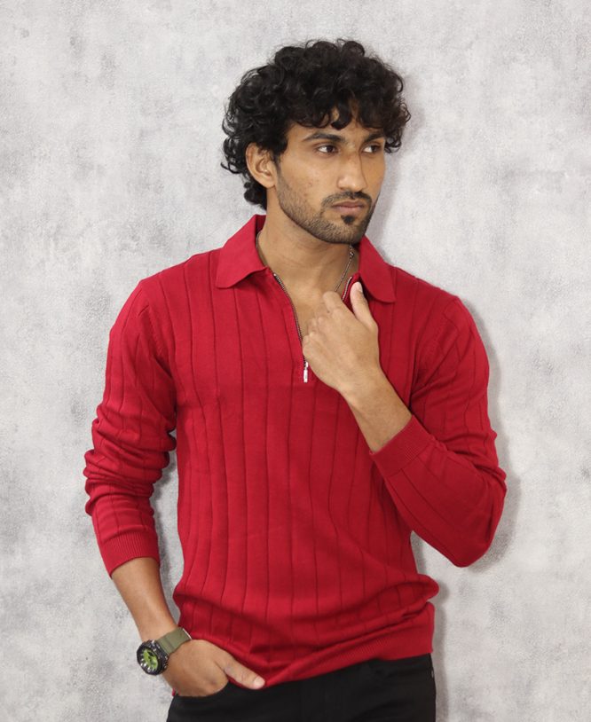 Red Full Hand Collar Tee