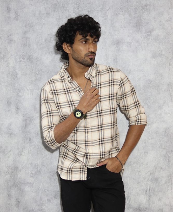 Cream Checked Shirt 1