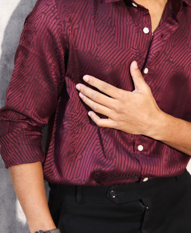 Maroon Designer Shirt - Image 2