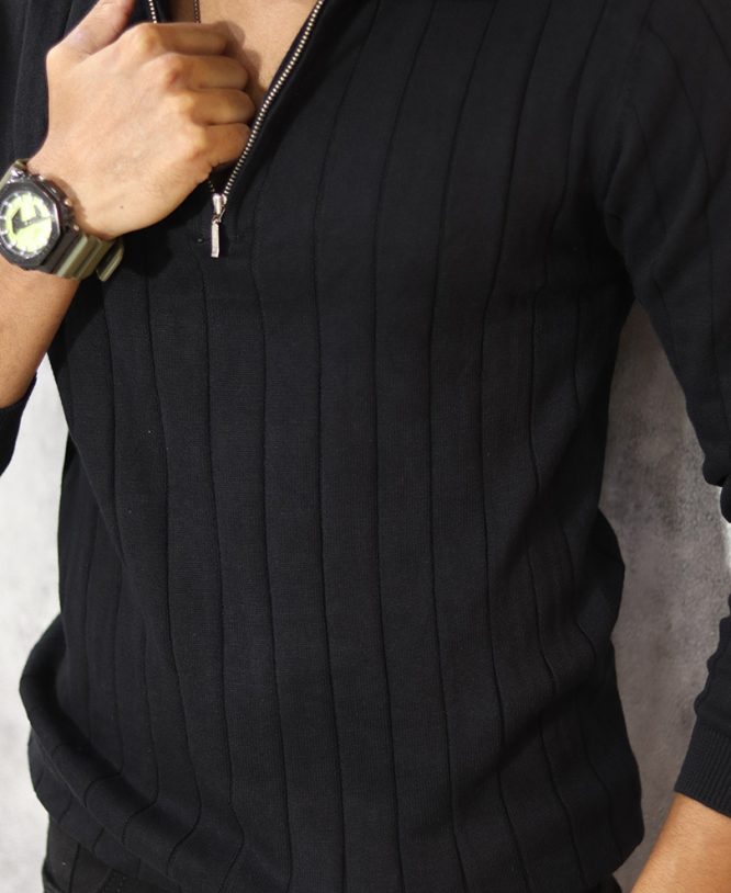 Black Full Hand Collar Tee - Image 2