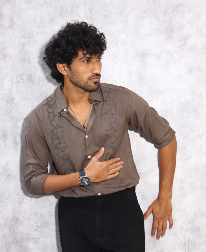 Grey Printed Designer Shirt