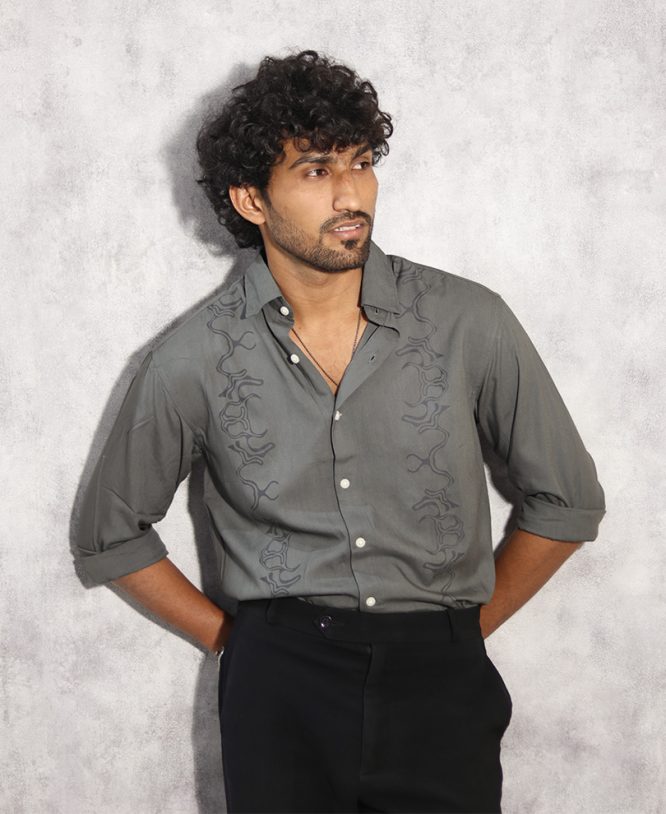 Green Printed Designer Shirt