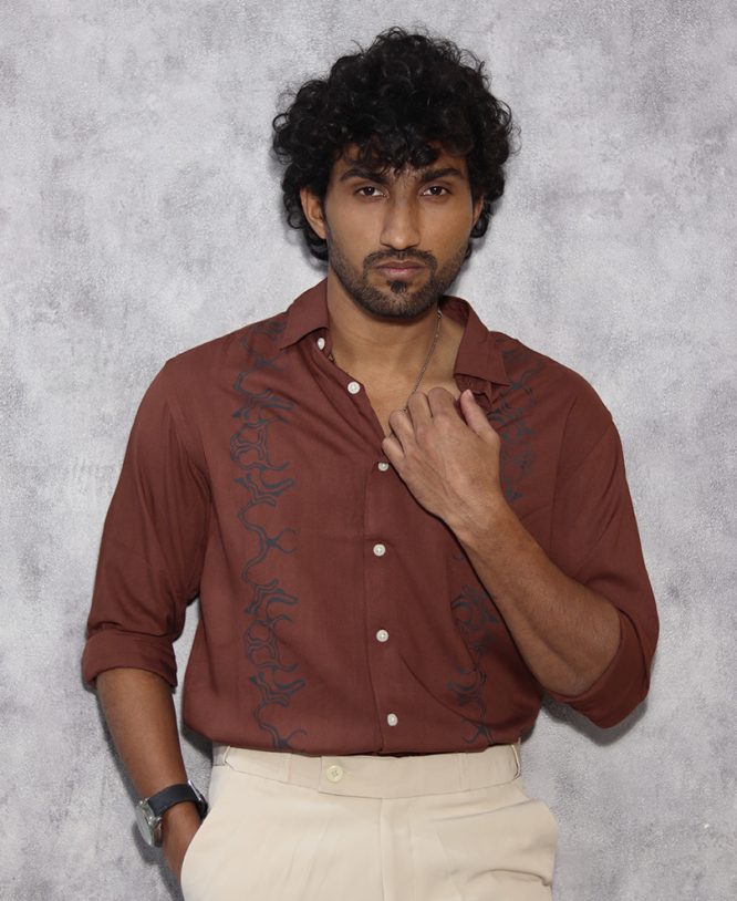 Brown Printed Designer Shirt