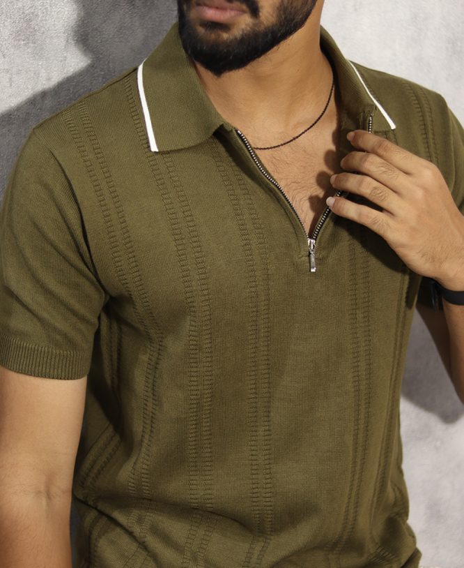 Green Collar Tee Half - Image 2