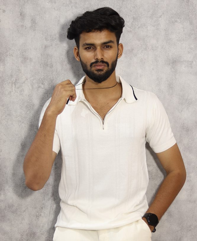 White Collar Tee Half