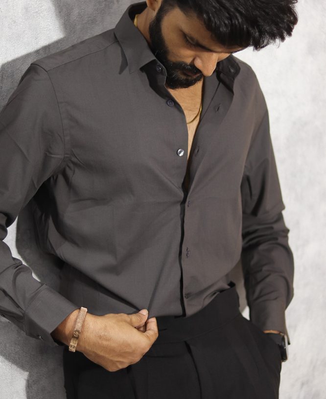 Grey Plain Shirt - Image 2