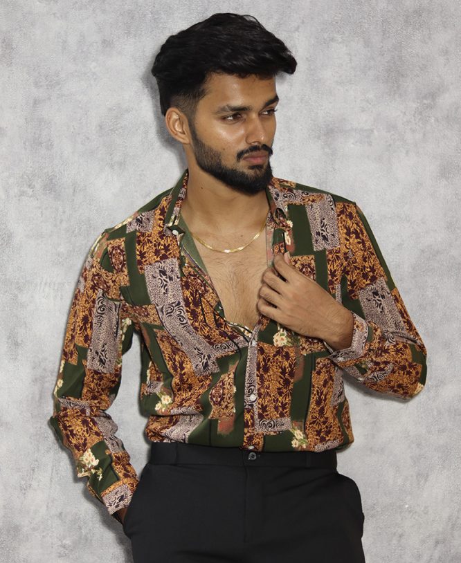 Orange Printed Shirt