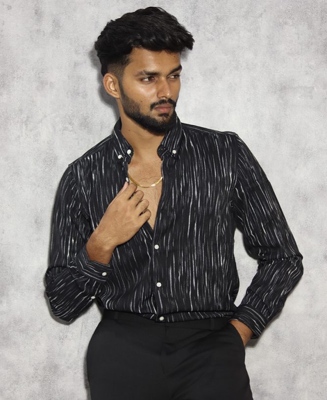 Black Striped Printed Shirt