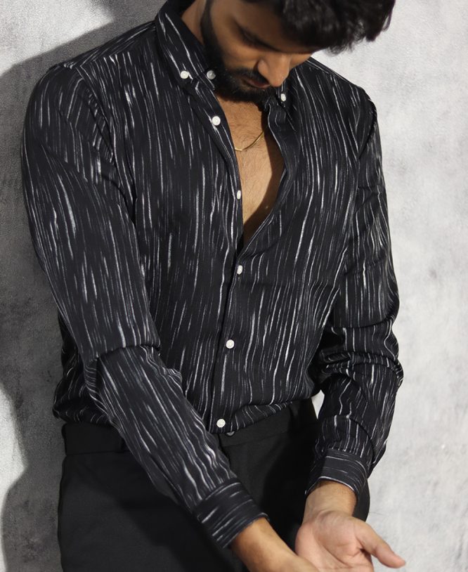 Black Striped Printed Shirt - Image 2