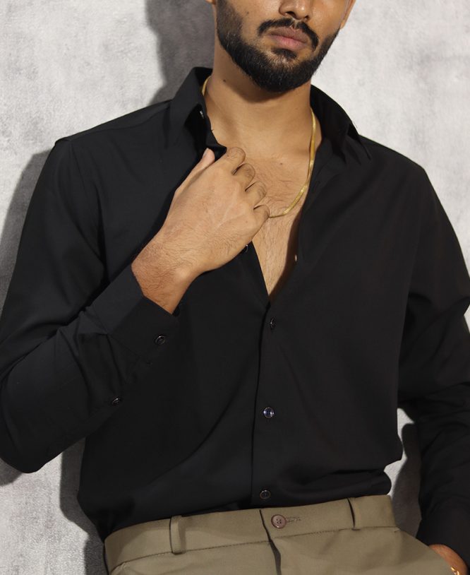 Black Plain Shirt - Image 2
