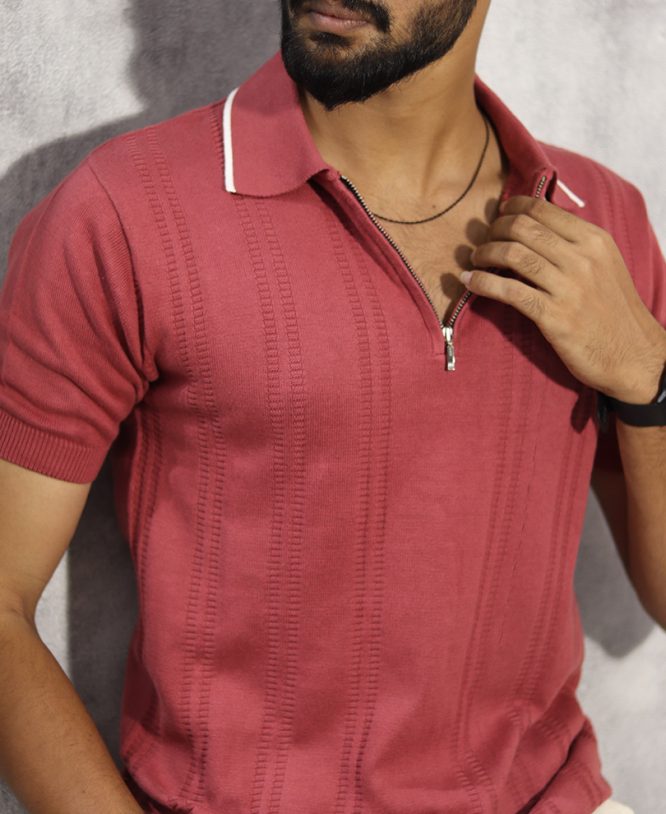 Peach Collar Tee Half - Image 2