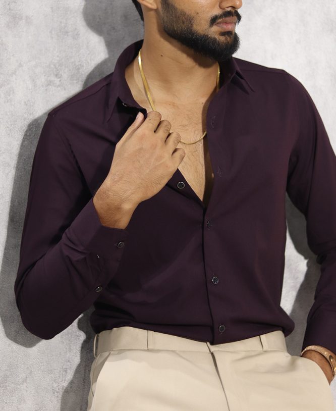 Maroon Plain Shirt - Image 2