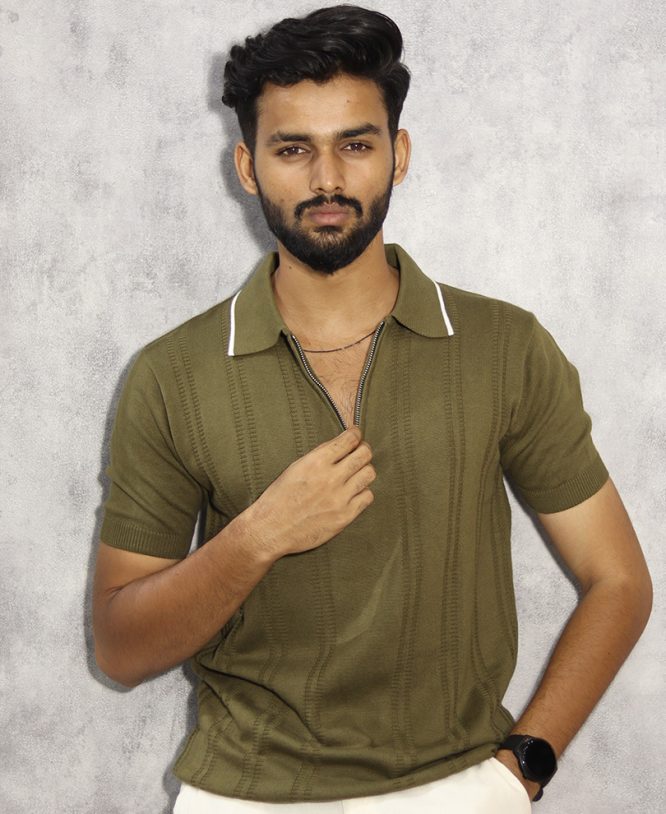 Green Collar Tee Half