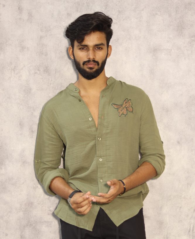 Green Embroidery Designer Shirt