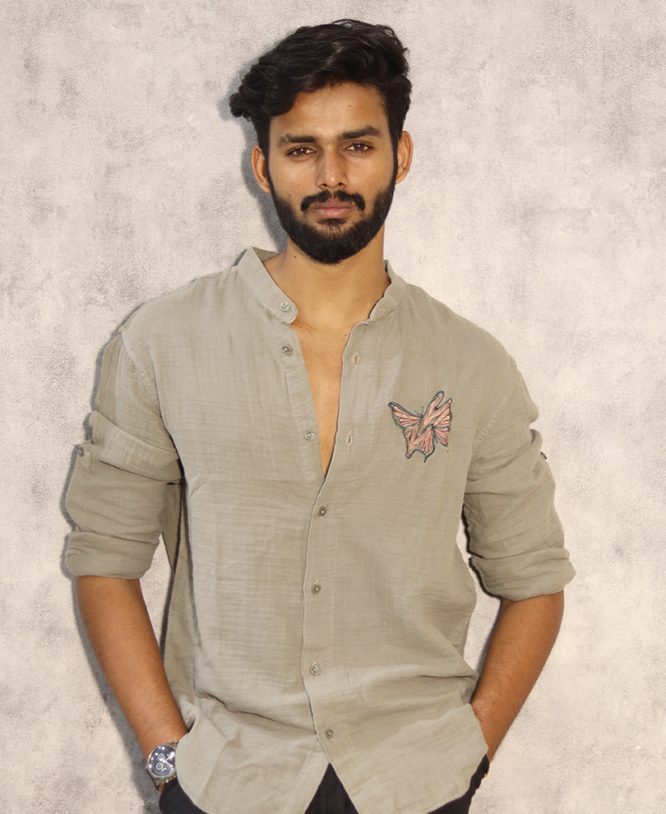 Grey Embroidery Designer Shirt