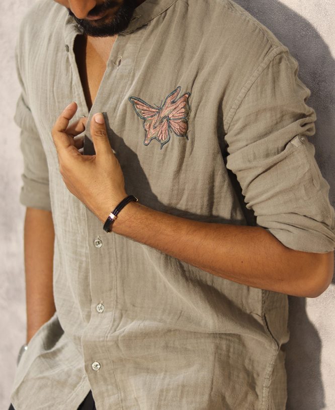 Grey Embroidery Designer Shirt - Image 2