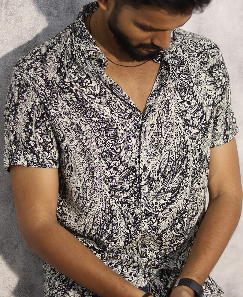 White Printed Shirt Half - Image 2