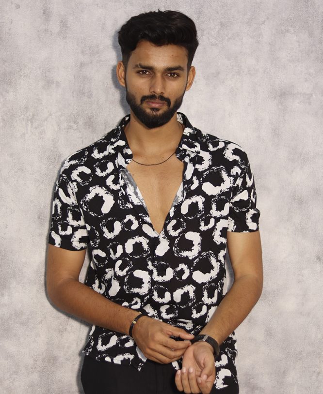 Black Printed Shirt Half