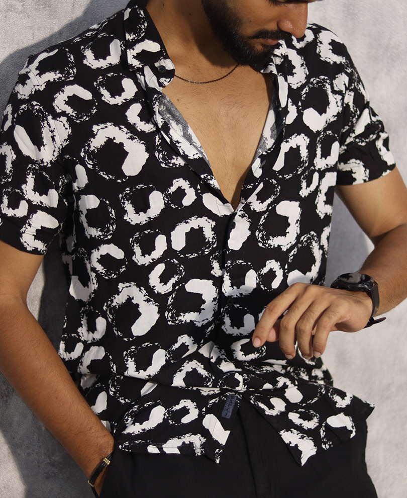Black Printed Shirt Half - Image 2