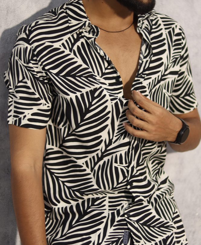 White & Black Printed Shirt Half - Image 2