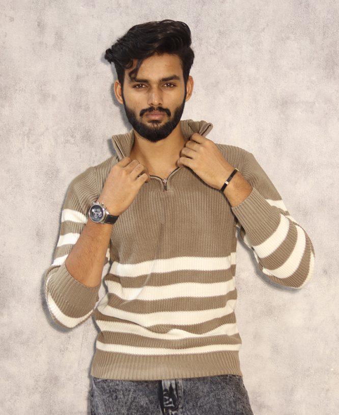 Light Brown Imported Zipper Tee
