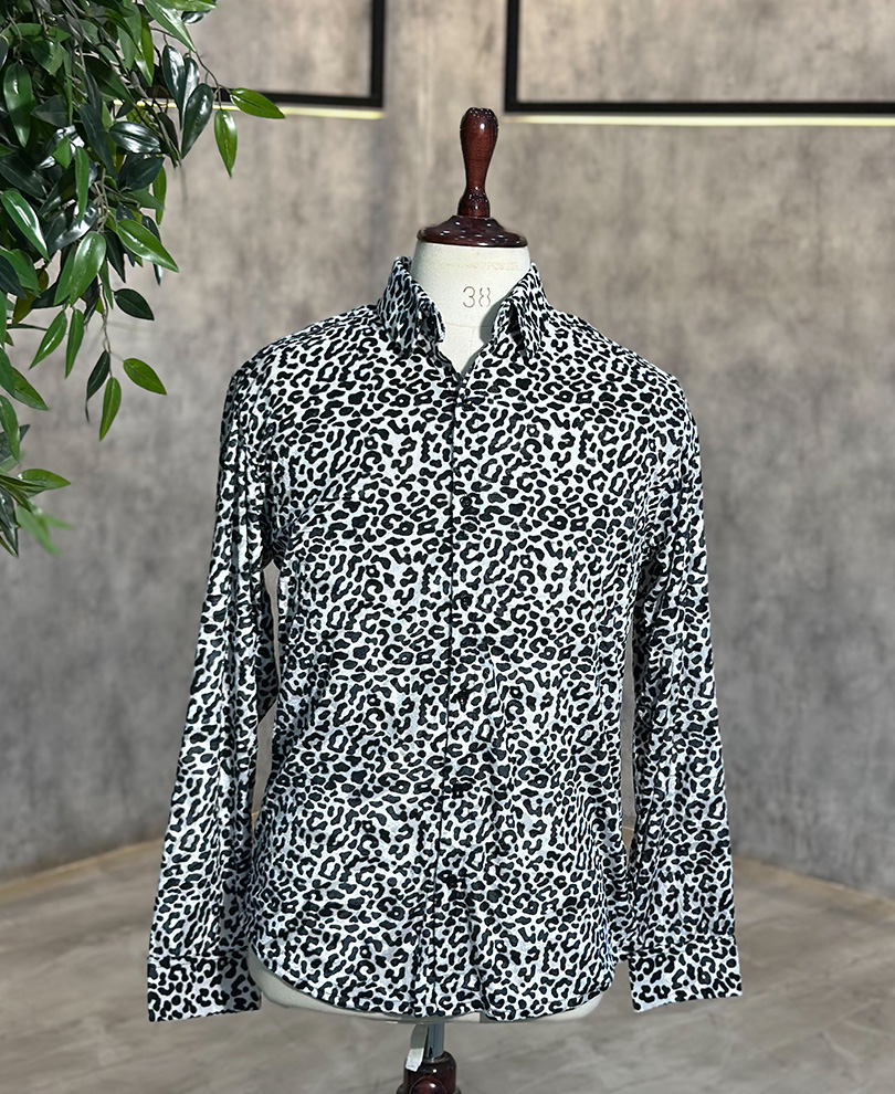 White Animal Printed Shirt